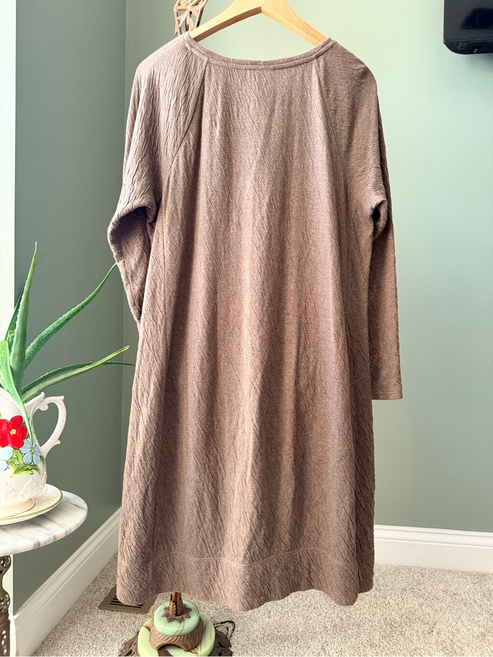 Pure Jill J.Jill Brown Textured Cotton Midi Dress Pockets M - Picture 2 of 8